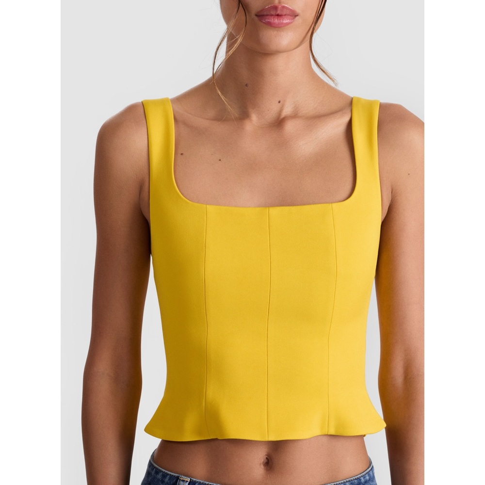 Alice + Olivia Vera Yellow Cropped Tank Top - Picture 5 of 11
